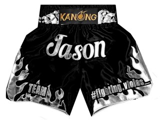 Personlig Boxningsshorts : KNBXCUST-2055-Svart-Silver
