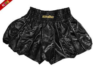 KANONG Muay Thai Shorts för barn : KNS-139-Svart-K