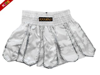 KANONG Muay Thai Shorts för barn : KNS-139-Vit-K