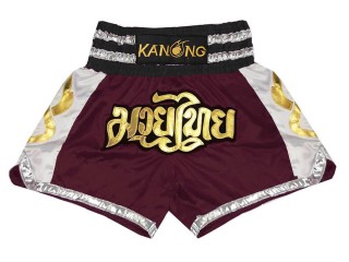KANONG Muay Thai Shorts Sverige : KNS-141-rödbrun