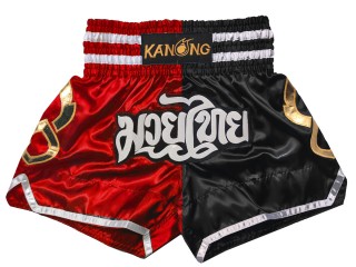 KANONG Muay Thai Shorts Sverige : KNS-143-Röd-Svart