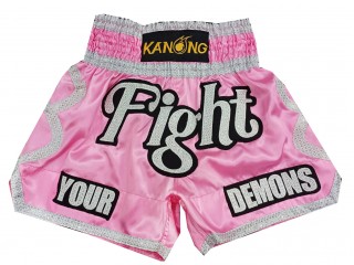 Personlig Thaiboxnings Shorts : KNSCUST-1272-Rosa