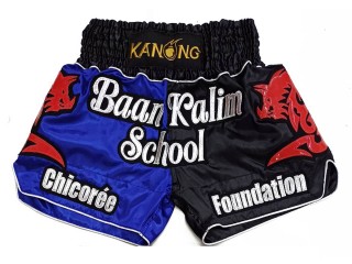 Personlig Thaiboxnings Shorts : KNSCUST-1277-Blå-Svart
