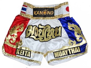 Personlig Thaiboxnings Shorts : KNSCUST-1290-Vit