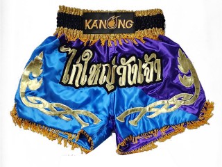 Personlig Thaiboxnings Shorts : KNSCUST-1292-Himmelblå-Lila