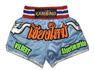 Personlig Thaiboxnings Shorts : KNSCUST-1295-Ljusblå
