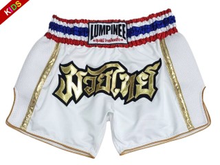 Lumpinee Muay Thai Shorts för barn : LUMRTO-006-Vit-K