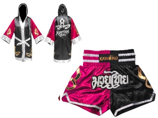 Personlig Muay Thai Boxningsrock + Muay Thai shorts : 143-Rose-Black