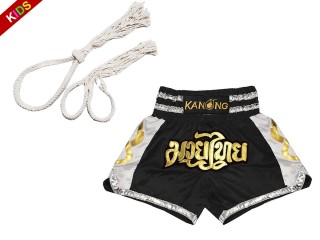 Mongkol Prajead set med Muay Thai Shorts för barn : Mongkol-Boran-141-Svart