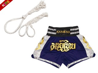 Mongkol Prajead set med Muay Thai Shorts för barn : Mongkol-Boran-147-Navy