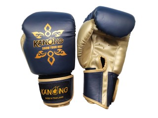 Kanong Muay Thai Boxning handskar : "Thai Power" marinblå/guld