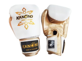 Kanong Muay Thai Boxning handskar : "Thai Power" Vit/guld