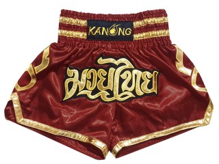 Kanong Muay Thai Shorts Sverige : KNS-121-Rödbrun