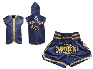 Personlig Muay Thai Boxning Gjorts / Hoodie + Boxningsshorts : marinblå Lai Thai