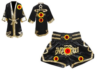 Muay Thai paket - Personlig Muay Thai Boxningsrock + Boxningsshorts : Svart Lai Thai