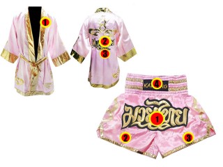 Personlig Muay Thai Boxningsrock + Boxningsshorts : Rosa Lai Thai