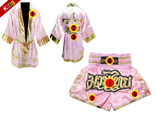 Personlig Muay Thai Boxningsrock + Boxningsshorts för barn : Rosa Lai Thai