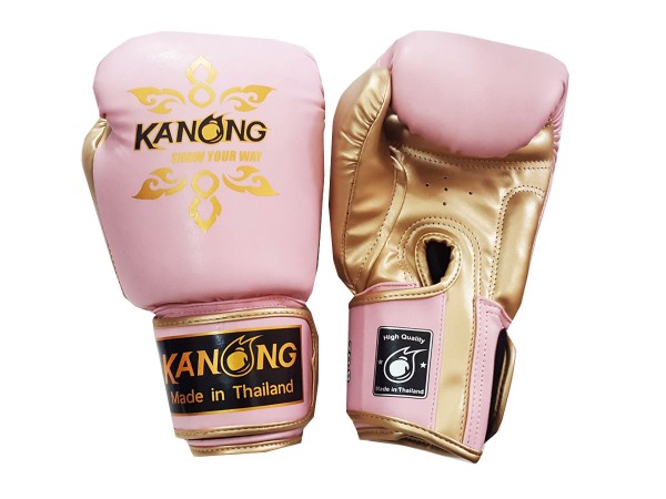 Kanong Muay Thai Boxning handskar : "Thai Power" Rosa/guld