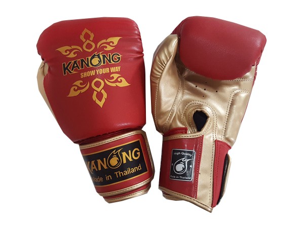 Kanong Muay Thai Boxning handskar : "Thai Power" Röd/guld