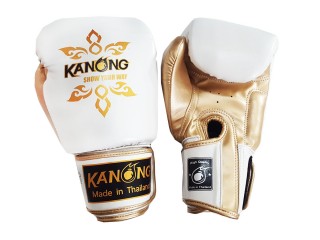 Kanong Muay Thai Boxning handskar : "Thai Power" Vit/guld