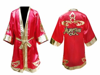 Kanong Muay Thai Morgonrock Robe : Röd Lai Thai