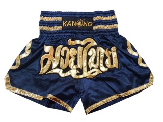 KANONG Muay Thai Shorts Sverige för barn : KNS-121-marinblå-K