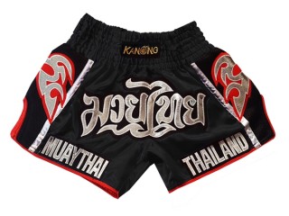 Retro Kanong Muay Thai Shorts Sverige för barn : KNSRTO-207-Svart