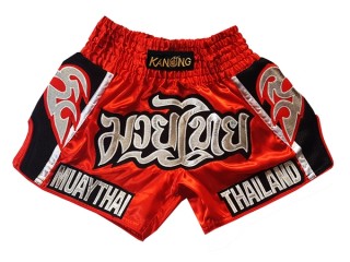 Retro Kanong Muay Thai Shorts Sverige för barn : KNSRTO-207-Röd