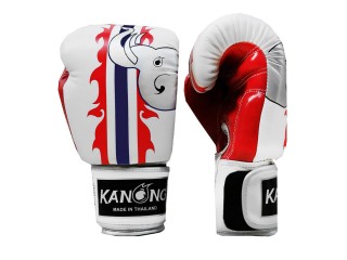 Kanong Muay Thai Boxning handskar : Elefant / vit