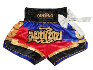 KANONG Muay Thai Shorts Sverige : KNS-130-Blå-Röd