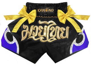 KANONG Muay Thai Shorts Sverige : KNS-131-Svart-Blå