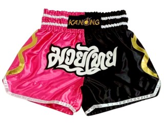 KANONG Muay Thai Shorts Sverige : KNS-143-Rosa-Svart