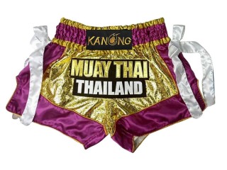 KANONG Muay Thai Shorts Sverige : KNS-152-Guld-Lila