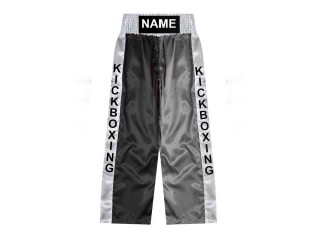 Personlig kickboxnings byxor : KNPANTS-001-Svart-Silver