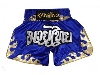 KANONG Muay Thai Shorts Sverige för barn : KNS-145-Blå-K