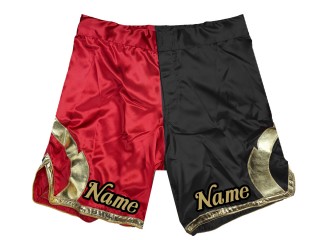 Anpassa MMA-shorts lägg till namn eller logotyp: Röd-svart