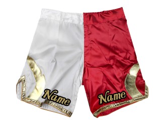Anpassade MMA-shorts lägg till namn eller logotyp: Vit-Röd