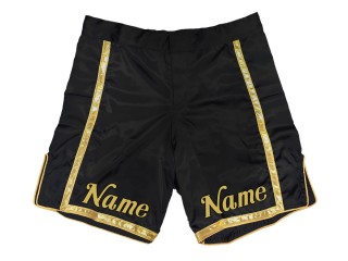 Anpassade MMA-shorts med namn eller logotyp: Black-Gold