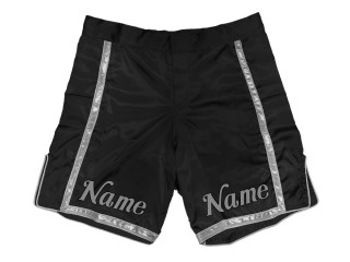Anpassa MMA-shorts med namn eller logotyp: Svart-Silver