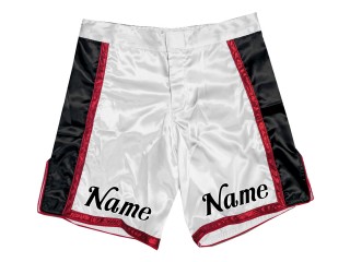 Custom design MMA shorts with name or logo : White-Red