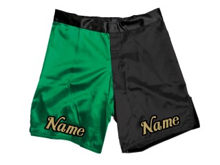 Anpassade MMA-shorts lägg till namn eller logotyp: Grön-svart