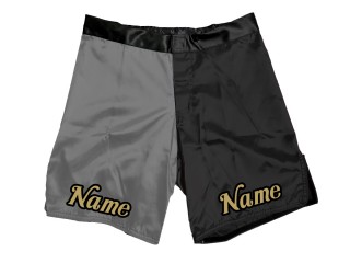 Anpassade MMA-shorts med namn eller logotyp: Grå-svart