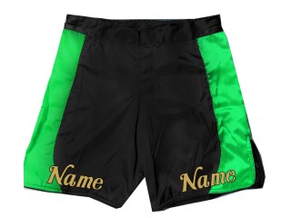 Personifiera design MMA-shorts med namn eller logotyp: Svart-Grön