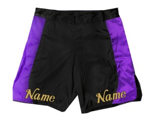 Anpassa MMA-shorts med namn eller logotyp: Svart-lila