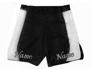 Specialdesignade MMA-shorts med namn eller logotyp: Svart-Vit