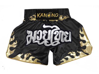 KANONG Muay Thai Shorts Sverige : KNS-145-Svart