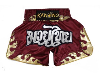 KANONG Muay Thai Shorts Sverige :KNS-145-rödbrun