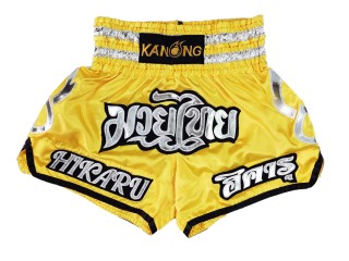 Personlig Thaiboxnings Shorts : KNSCUST-1212 Gul