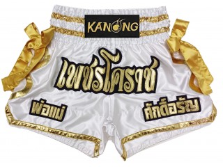 Personlig Thaiboxnings Shorts : KNSCUST-1219 Vit
