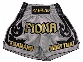 Personlig Thaiboxnings Shorts : KNSCUST-1246-Grå